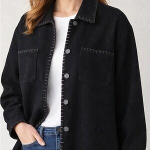 St John's Bay Wool Blend Shirt Jacket Women's M Black Blanket
Stitch Shacket